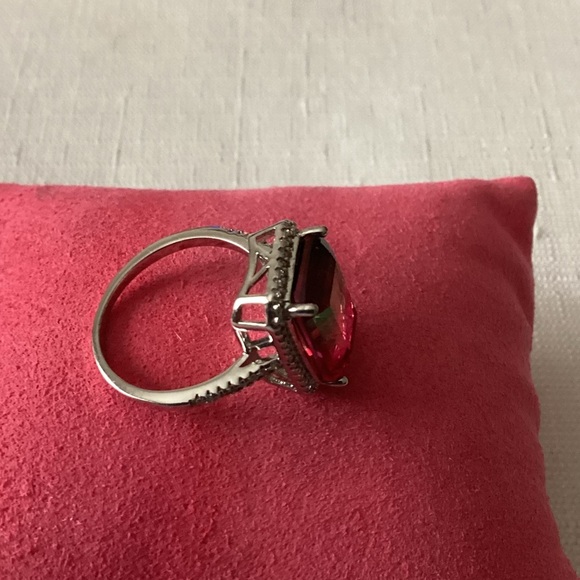 Watermelon Quartz Sterling Silver Ring - Picture 2 of 5